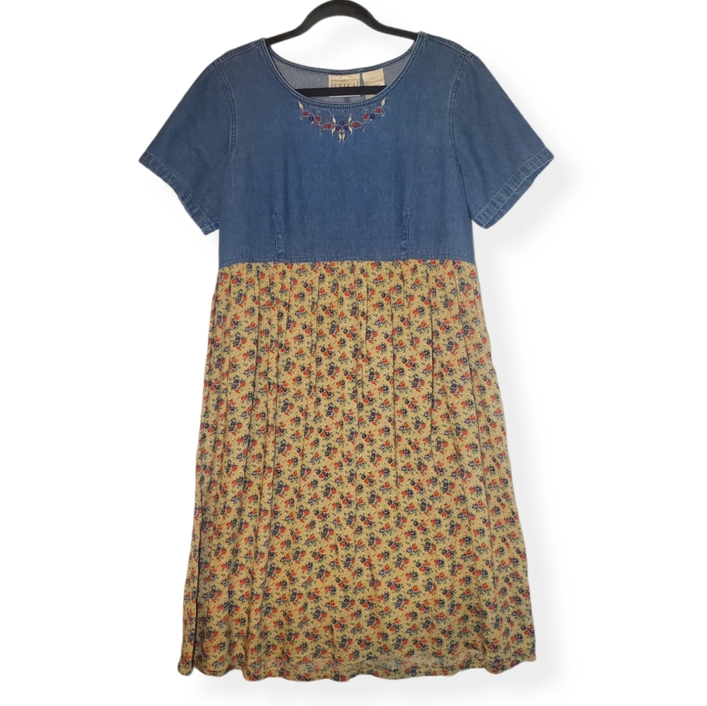 Vintage 90s Erika Studio Cottagecore Floral Dress - Picture 2 of 9